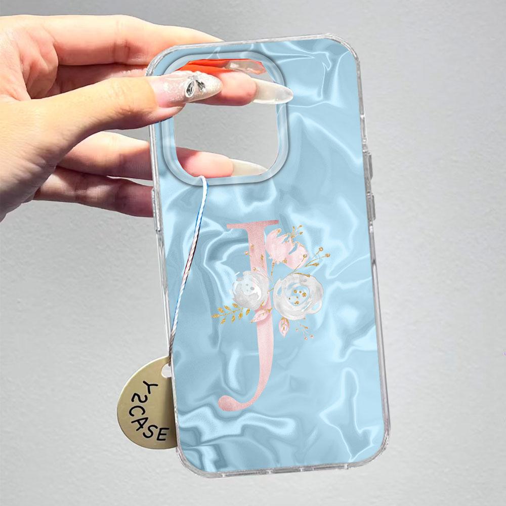 Pink Bule Couple A-Z Letter Flower Shockproof Phone Case For Xiaomi Redmi Note 12 10 8 9 Pro 10S 9s Silicone Shell Back Cover