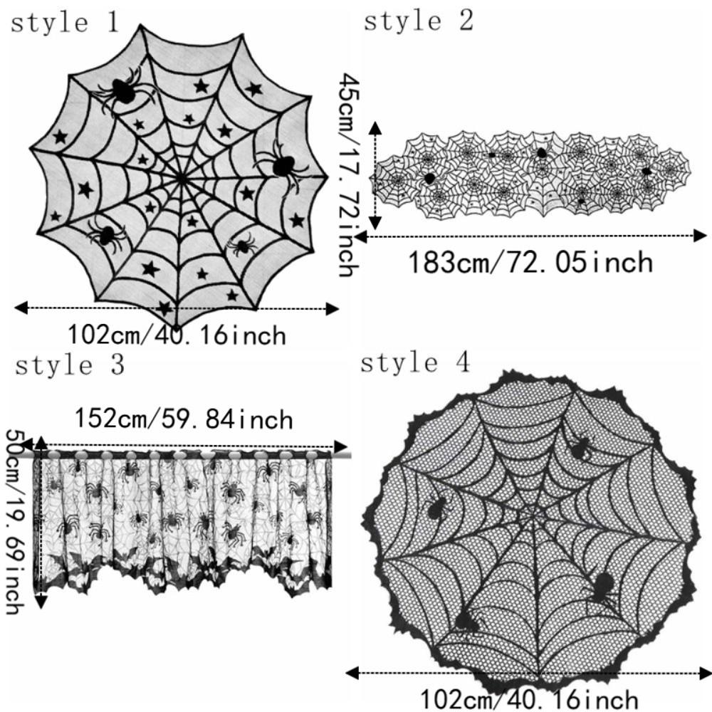 Dark Style Halloween Tablecloth Hand Washable Bat Curtain Creative Lace Curtain Door Decor