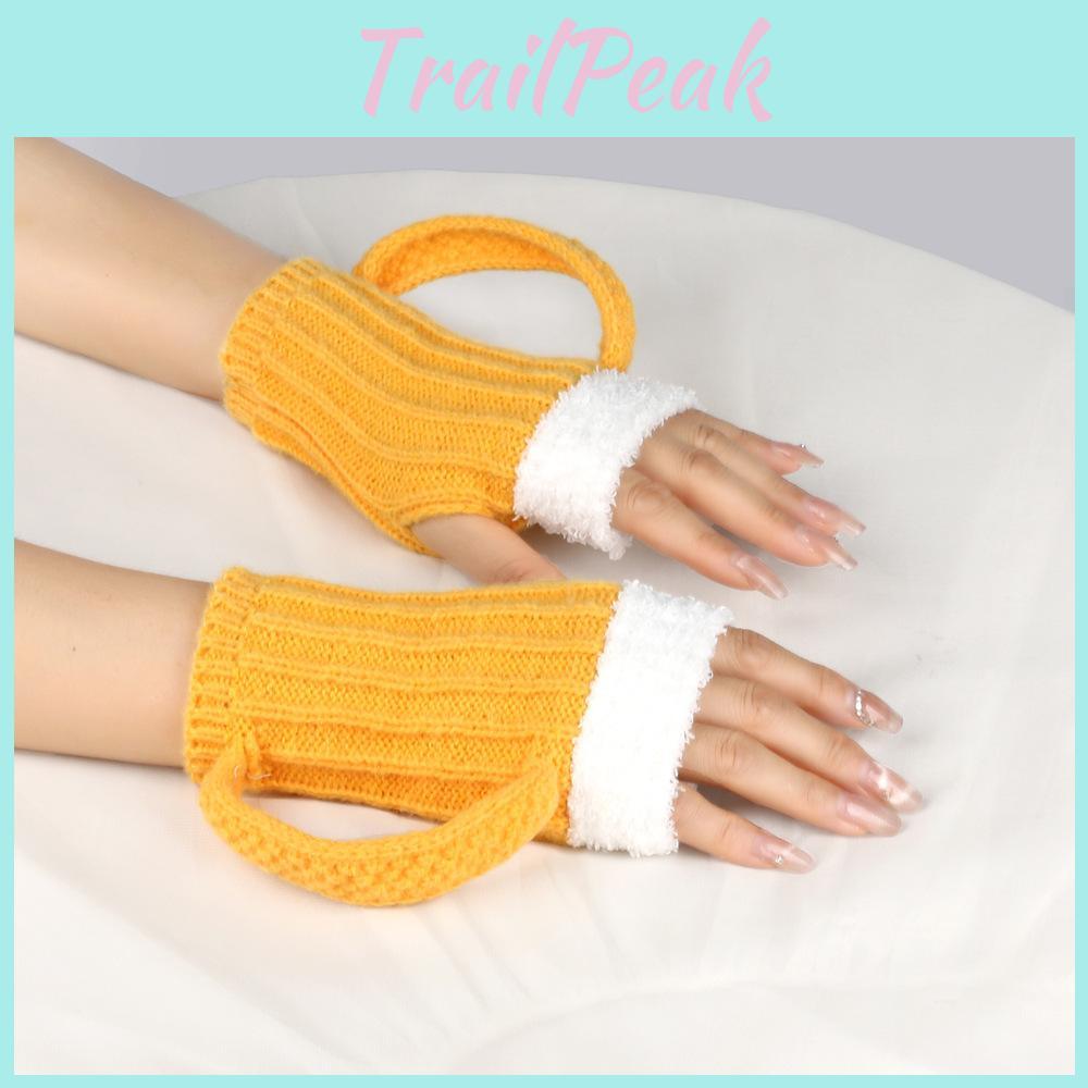 Unique 3d Design Yellow Fingerless Gloves For Winter Beer Lovers Cozy And Stylish