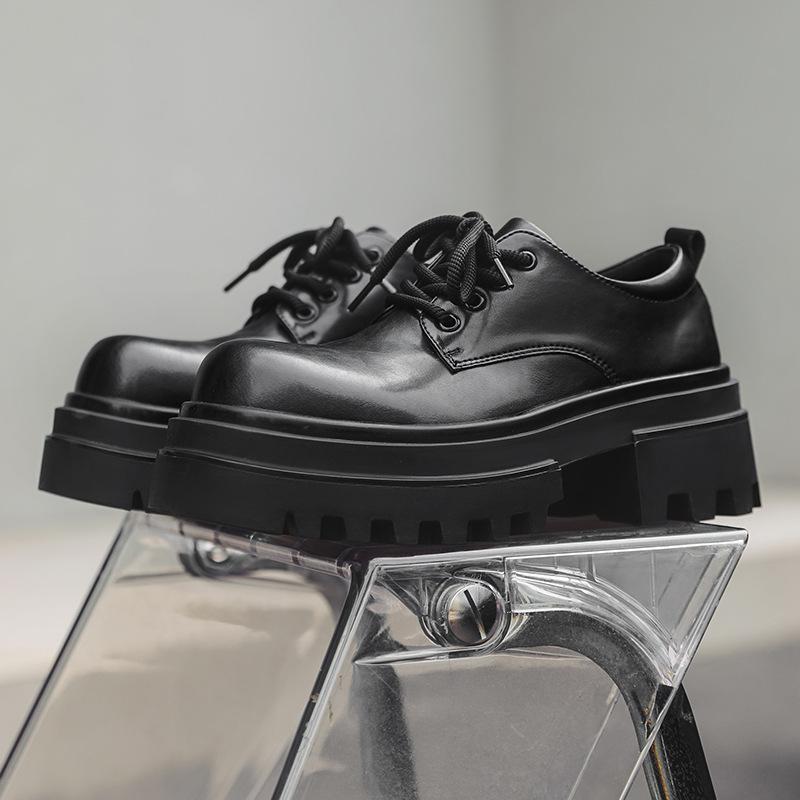 Derby Shoes Men'S Platform Heightening Trendy Shoes Black Big Head Business Dress Commuter Groom Wedding Leather Shoes 16890-J