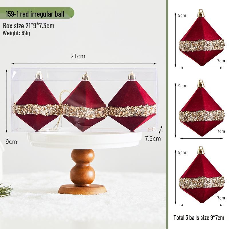 Hand-Painted Wine Red Christmas Ornament - Flocked Hanging Ball for Trees, Hotels, Malls, and Window Displays