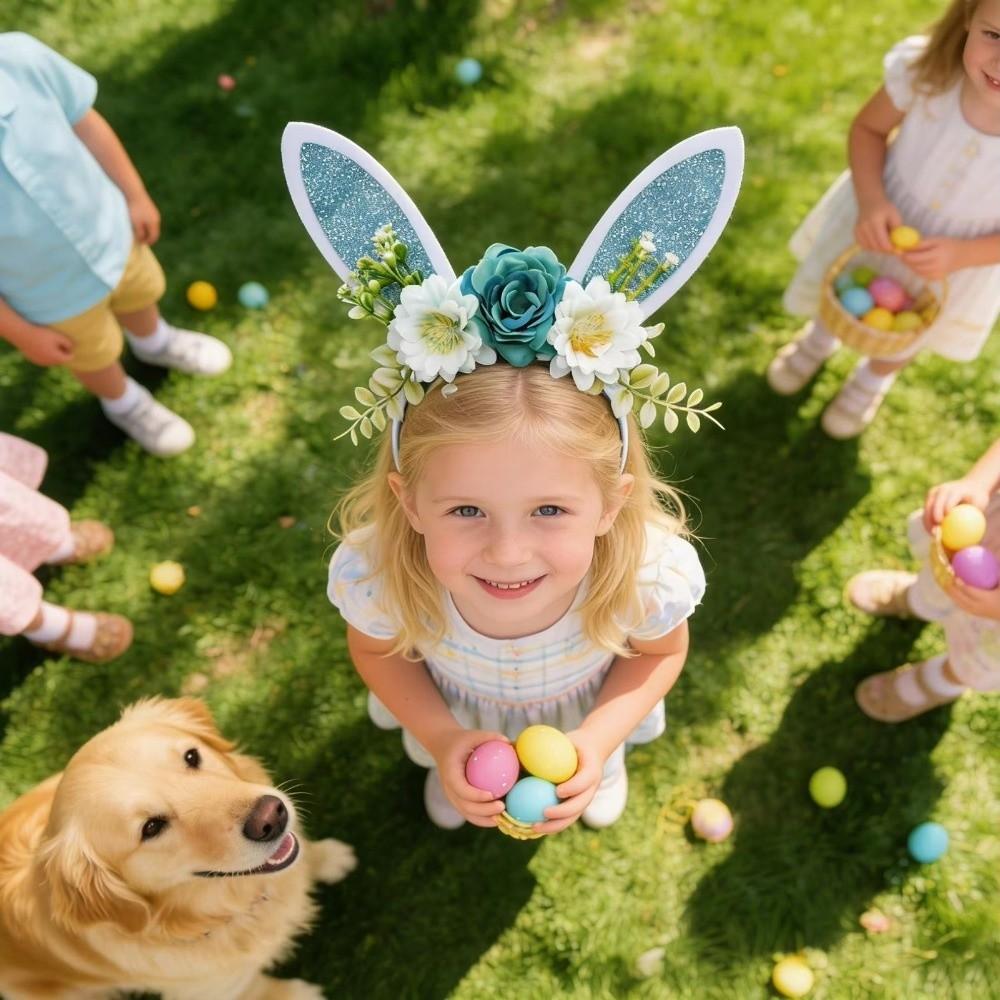 Colorful Bunny Ears Hair Hoop Non-slip Happy Easter Headdress Rabbit Ears Headbands  Holiday Decor