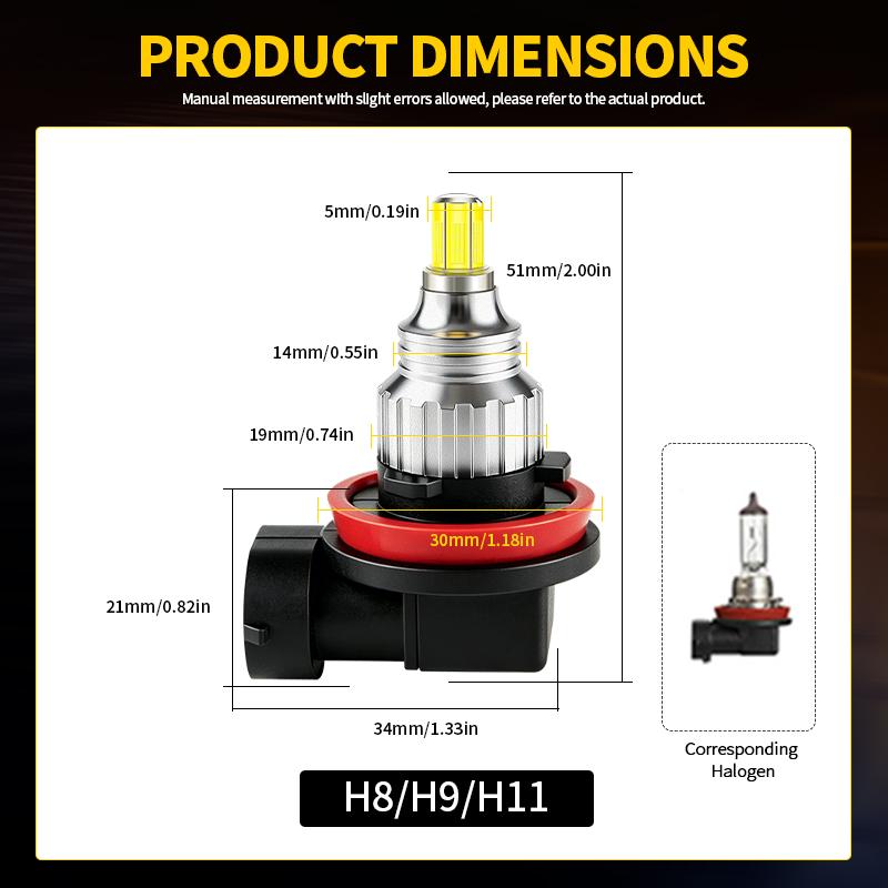 2PCS 30000LM H11 CANBUS H8 Led Bulb CSP For Mitsubishi Outlander Sport Montero Lancer L200 MK4 V80 V93 Automobile Turbo Fog Lamp