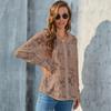 Luxurious Jacquard Sheer Blouse - Stylish Button-down with Elegant Long Sleeves - Perfect for Spring and Fall Closets!