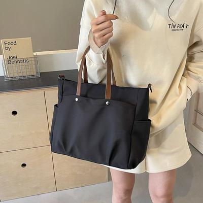 New Korean Version of the Single Shoulder Crossbody Bag for Women  Simple Literary Solid Color  Lazy Wind Canvas Large Bag