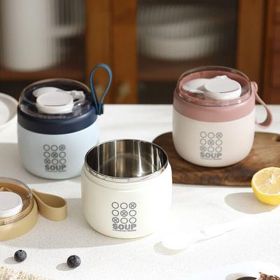 Tragbarer Frühstücksbecher Box Etui Japanischer Stil Edelstahl Lebensmittel Suppenbehälter Auslaufsicher 700ml Bento Lunchbox Mit Löffel