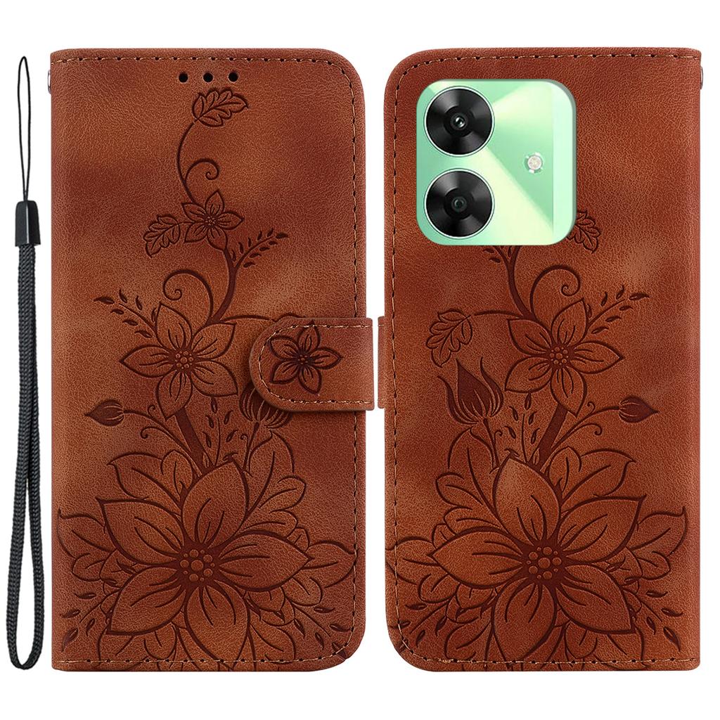 For Realme Note 60x 4G/C63 4G/C61 4G/Narzo N63 4G Stand Case Lily Flower Imprint Leather Phone Cover
