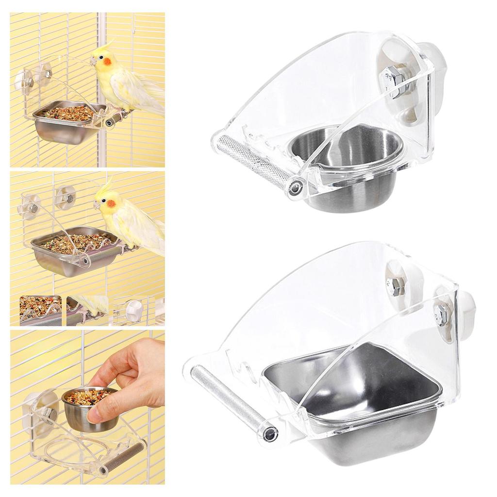 Vogelfutterspender für Käfig Futterbehälter mit rutschfestem Ständer Wellensittich Käfig Zubehör für Wellensittiche Kleine Kakadus Papagei Vogel