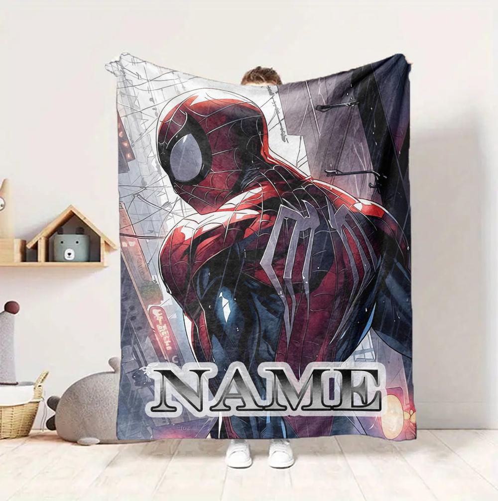 Custom Name Spider-Man Urban Flannel Blanket Throw Blanket Soft Warm Sofa Bed Decor Unique Gift