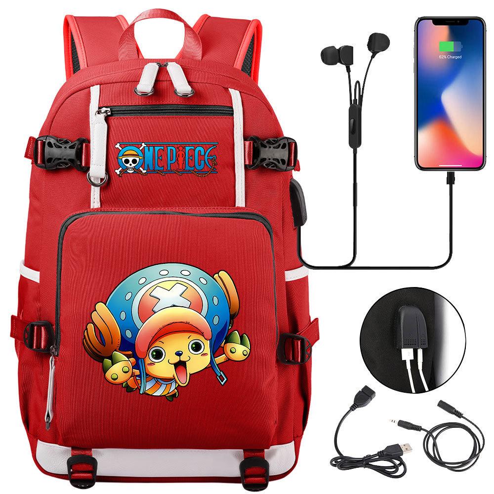 Anime Print USB Backpack Large Capacity Youth Student Bookbag Casual Travel Daypack