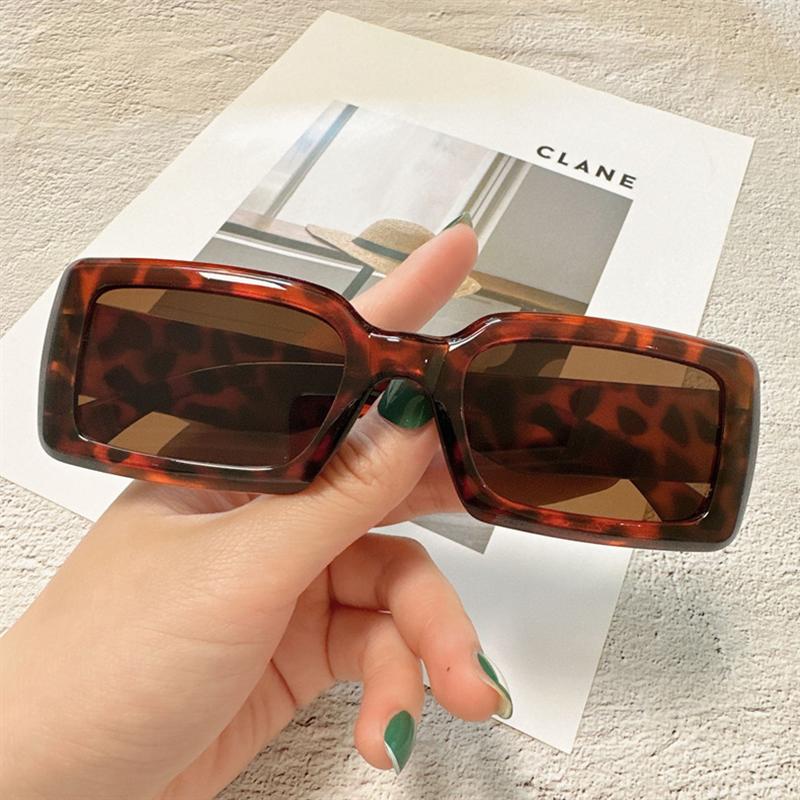 

New Vintage rectangle Sunglasses Women Men Square Pc Frame Sun Glasses Female Brand Retro Shades Fashion sunglasses for Male MULTI леопардовий
