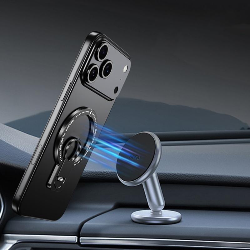 Thin Portable Foldable Magnetic Phone Holder 360 Rotation Aluminum Phone Stand Simple Installation for Magnetic Devices