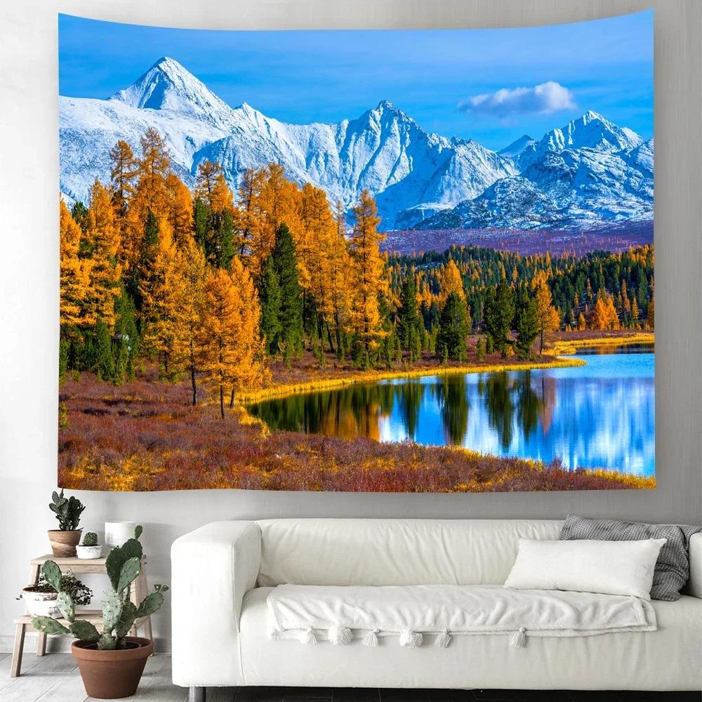 Natural Scenery Lake Sunset Decorative Tapestry Home Wall Living Room Office Decorative Tapestry