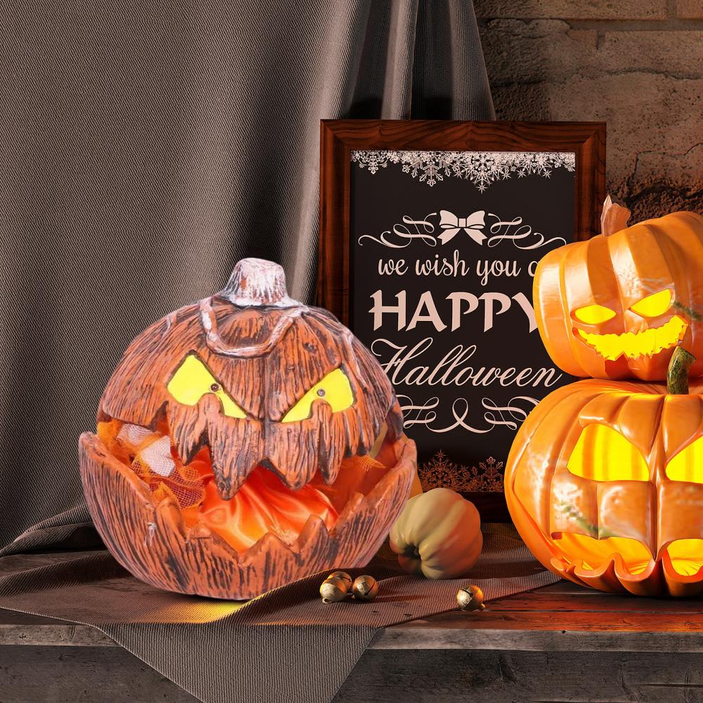 Spooky Halloween Decor Pumpkin Decoration with Dim Lights Spooky Halloween Pumpkin Lantern with Lights for Indoor for Porch