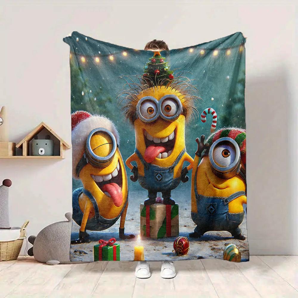1Pc Christmas Minions Costumes Blanket Soft And Comfortable Casual Warm Camping Travel Christmas Halloween Gift M91756