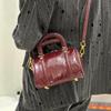 Douxiaozhu Retro Oil Wax Leather Boston Bag