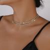 Geometric Crystal Clavicle Chain Choker Hollow Out Clavicle Chain Rhinestone Necklace  Party