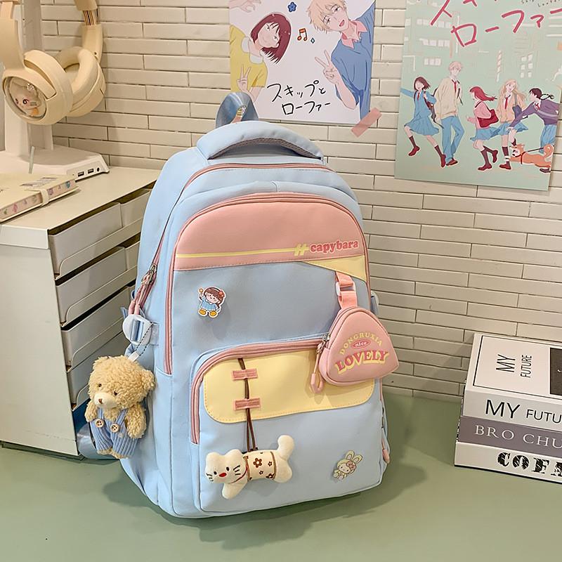 Nylon Casual Travel Backpack For Men And Women With Letter And Rabbit Print Design