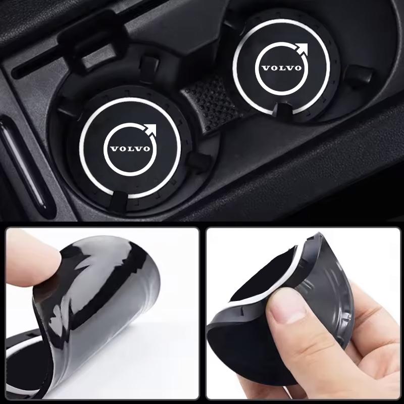 For Volvo XC90 XC60 V50 S60 V70 V60 V40 S90 olestar AWD XC40 S80 T6 Car Coasters Water Cup Slots Non-Slip Mat Waterproof Cup Pad HD0