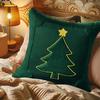 Christmas Throw Pillow Cover 18x18 Inch Plush Decorative Pillow Cover Xmas Tree with Embroidered