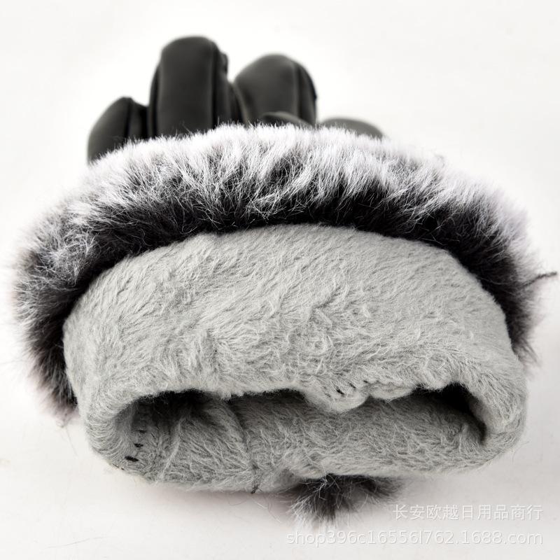 Herbst- und Winter Damen Warme Handschuhe, Touchscreen Lederhandschuhe, Outdoor Fleece Verdickte Winter Motorradfahren Wollhandschuhe