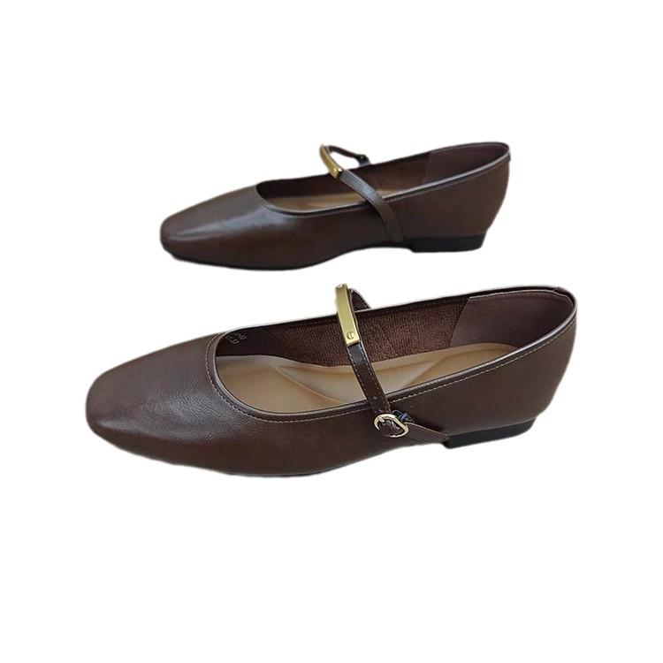 French retro Mary Jane shoes women's new spring and autumn season square head shallow mouth word with thick heel single shoes with skirt