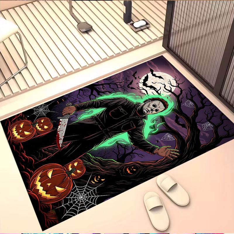 Michael Myers Print Rug, Washable Floor Carpet, For Entryway Dorm Laundry Room Office Study, Home Decor Birthday Christmas Gift