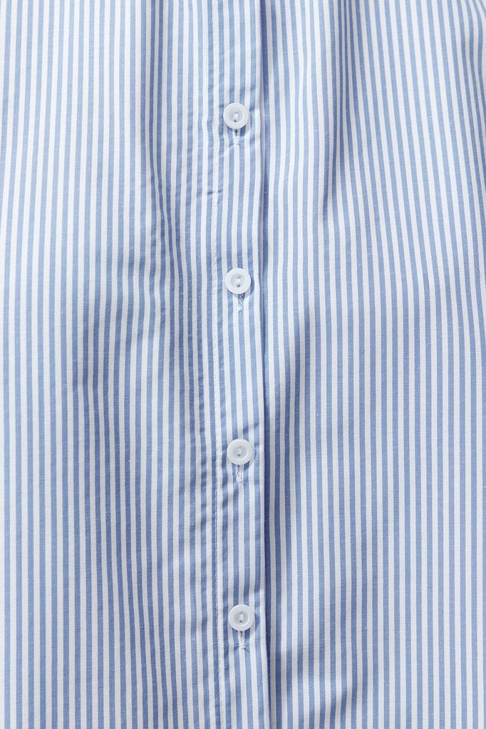 Women's Style Pajama Set Blue Cotton Striped Woven Pajama Set