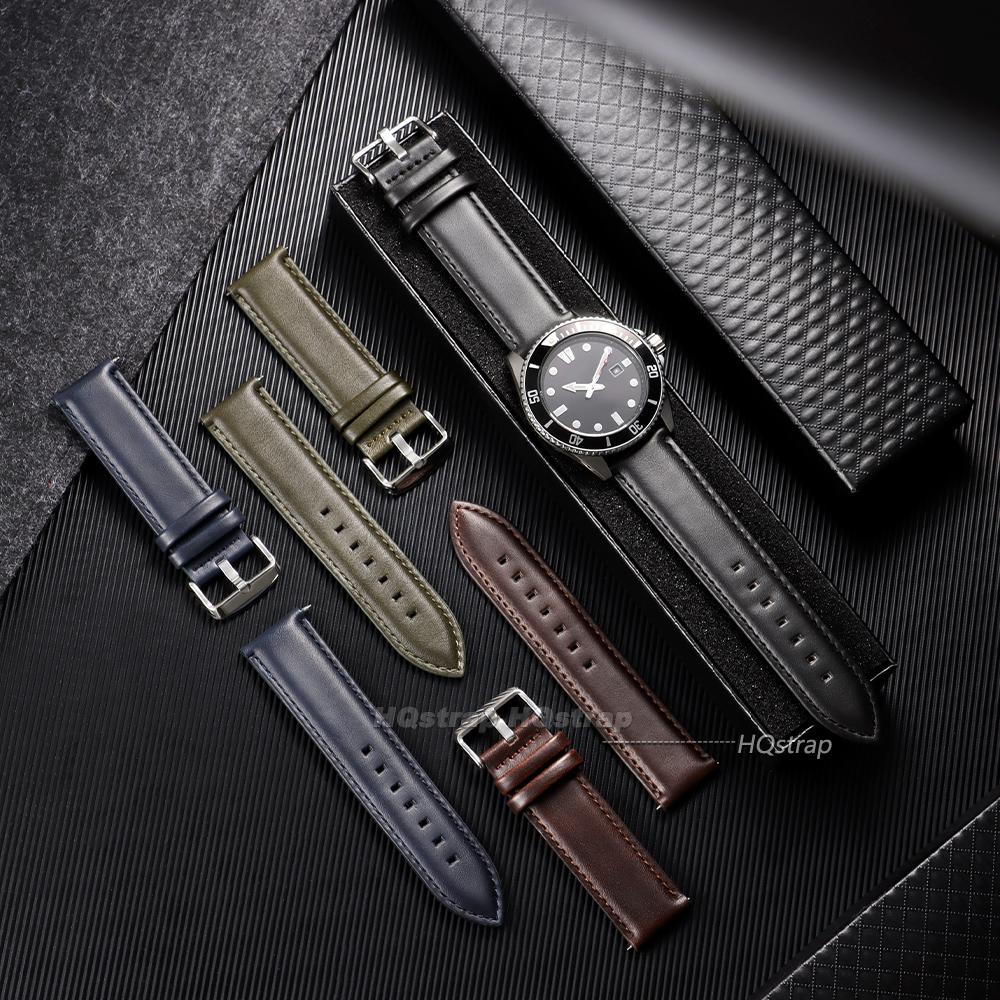 Leather Watch Band 18mm 20mm 22mm Vintage Cowhide Watch Strap Steel Pin Buckle Universal Wristband Quick Release Bracelet