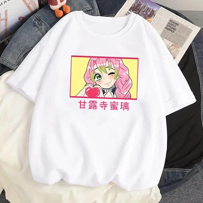 ZX Tee Printed Loose Tops Summer Black T-shirt Anime Cartoon T-shirt Female Demon Slayer Kanroji Mitsubishi Printed Clothes Fashion Y2K