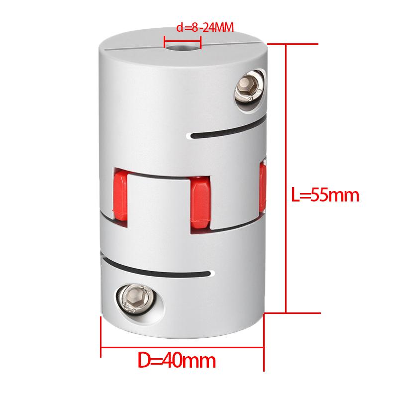 Acoplador D40L55 Eixo do Motor Acoplamento de Flor de Ameixa Alto Torque Motor de Passo Servo Motor Acoplamentos Elásticos Flexíveis 6mm a 24mm 9/10/12.7/16mm