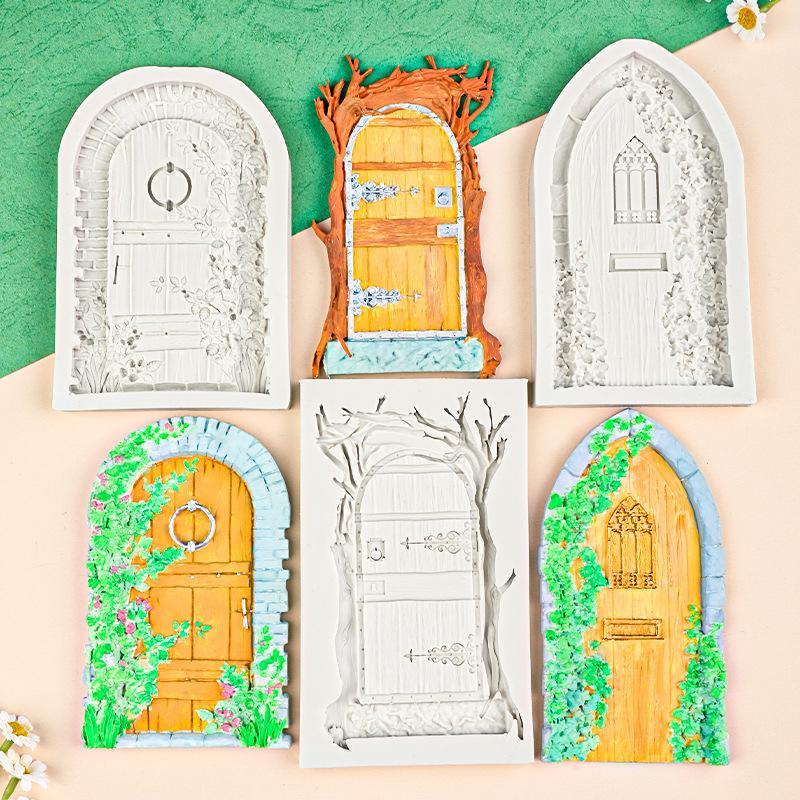 Flowers Door Silicone Mold DIY Fondant Cake Decorating Tool Sugarcraft Chocolate Candy Clay Gumpaste Mold Cupcake Baking Tool