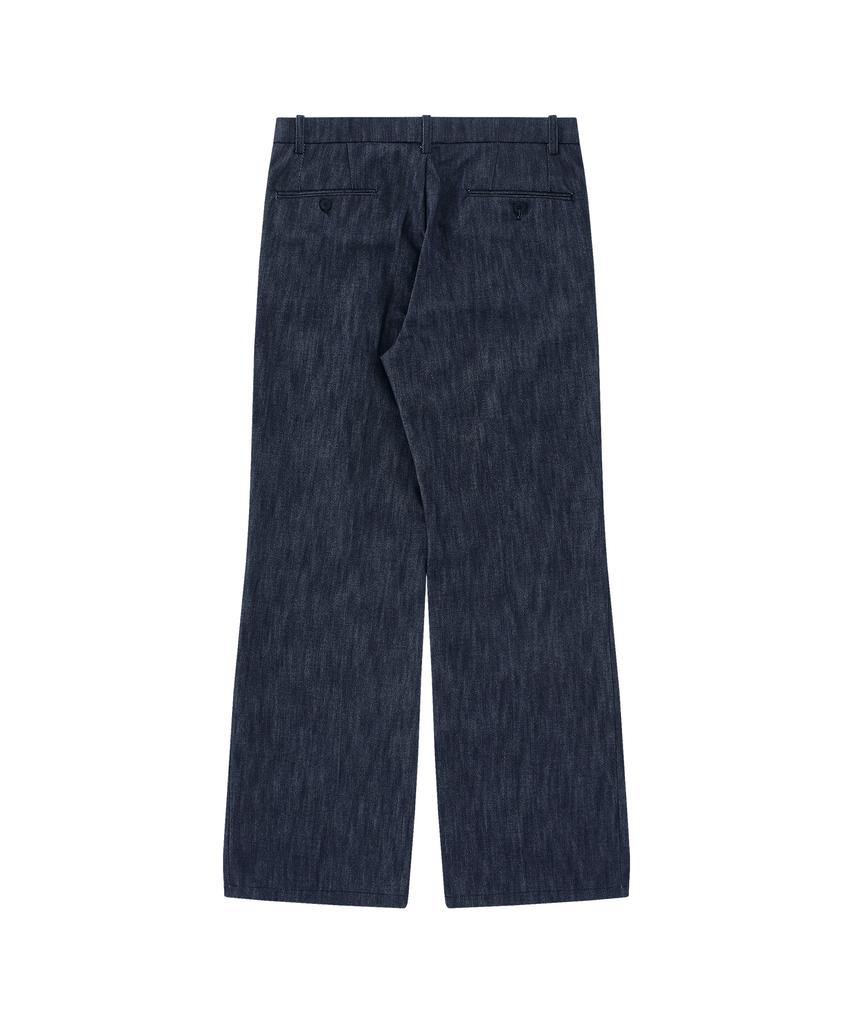 Honguseong 2Tucks Linen Denim Bootscut Pants_Deep Blue