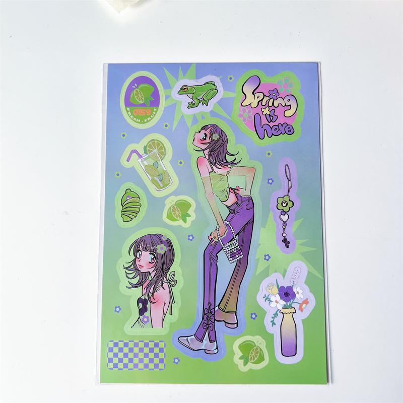 Korean ins Sweet Cool Girl Sticker Scrapbooking Diary DIY Album Decoration Sticker Aesthetic Stationery Art Supplies Personalizd
