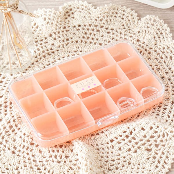 Hergestellt in Japan Pure101 15-Fächer Aufbewahrungsbox Rosa