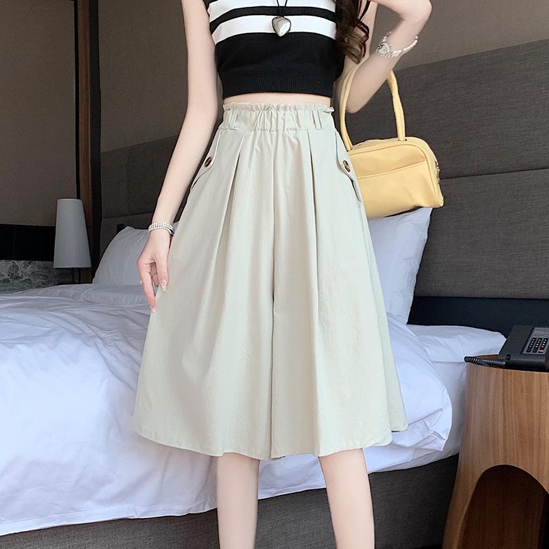 

DX летние новые брюки с пятью точками однотонные свободные повседневные брюки юбка женская непромокаемая юбка шорты One size абрикосовый