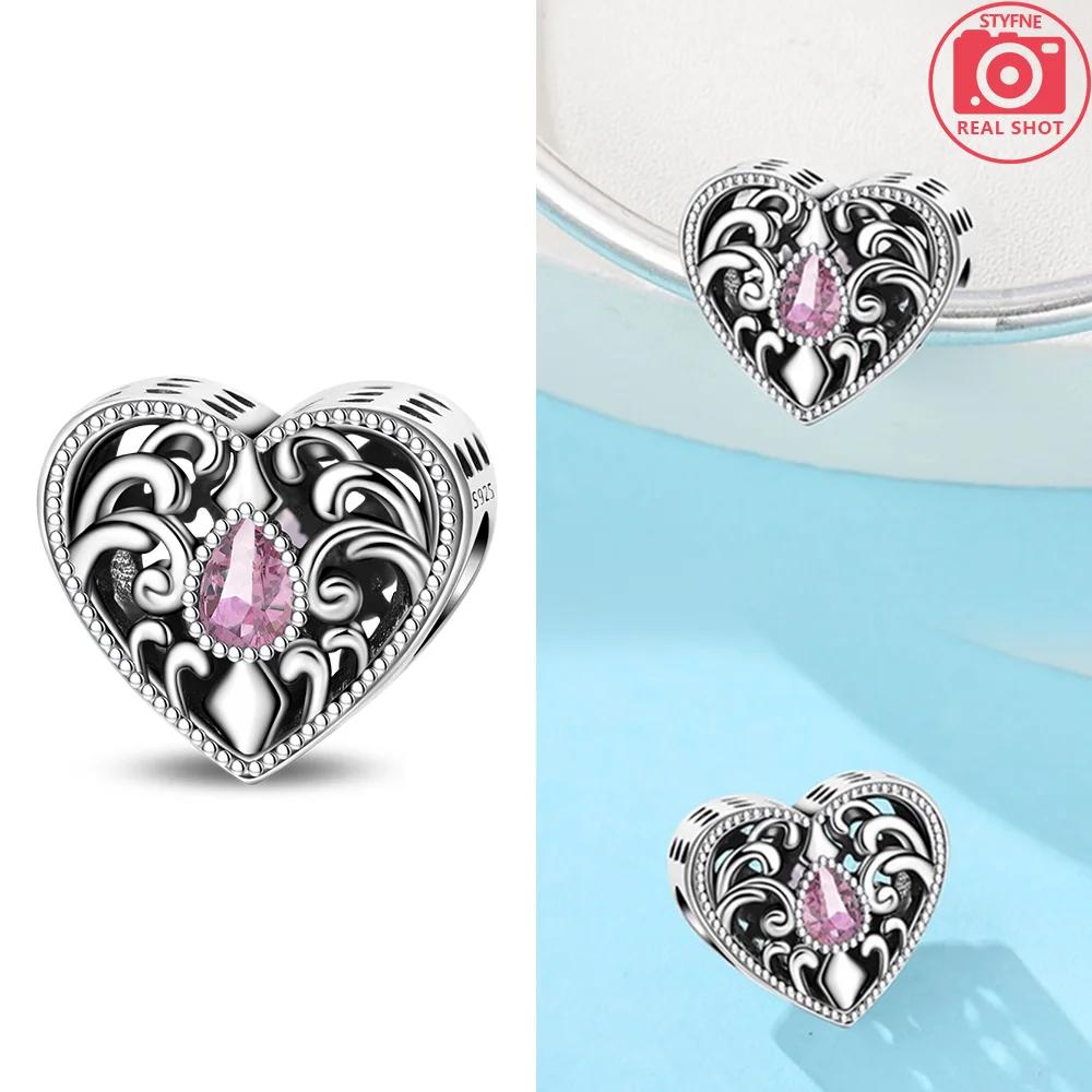 Heart Zircon Charms Original Classic Copper Plated Lotus Angel Beads Fitbracelets Women Diy Jewelry Fine Gifts Jewelry