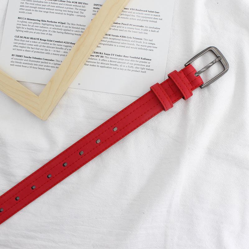 

Vintage Matte Belt Body Cut Line Porous Design Belt Female Minimalist Student Decorative Wide Belt красный