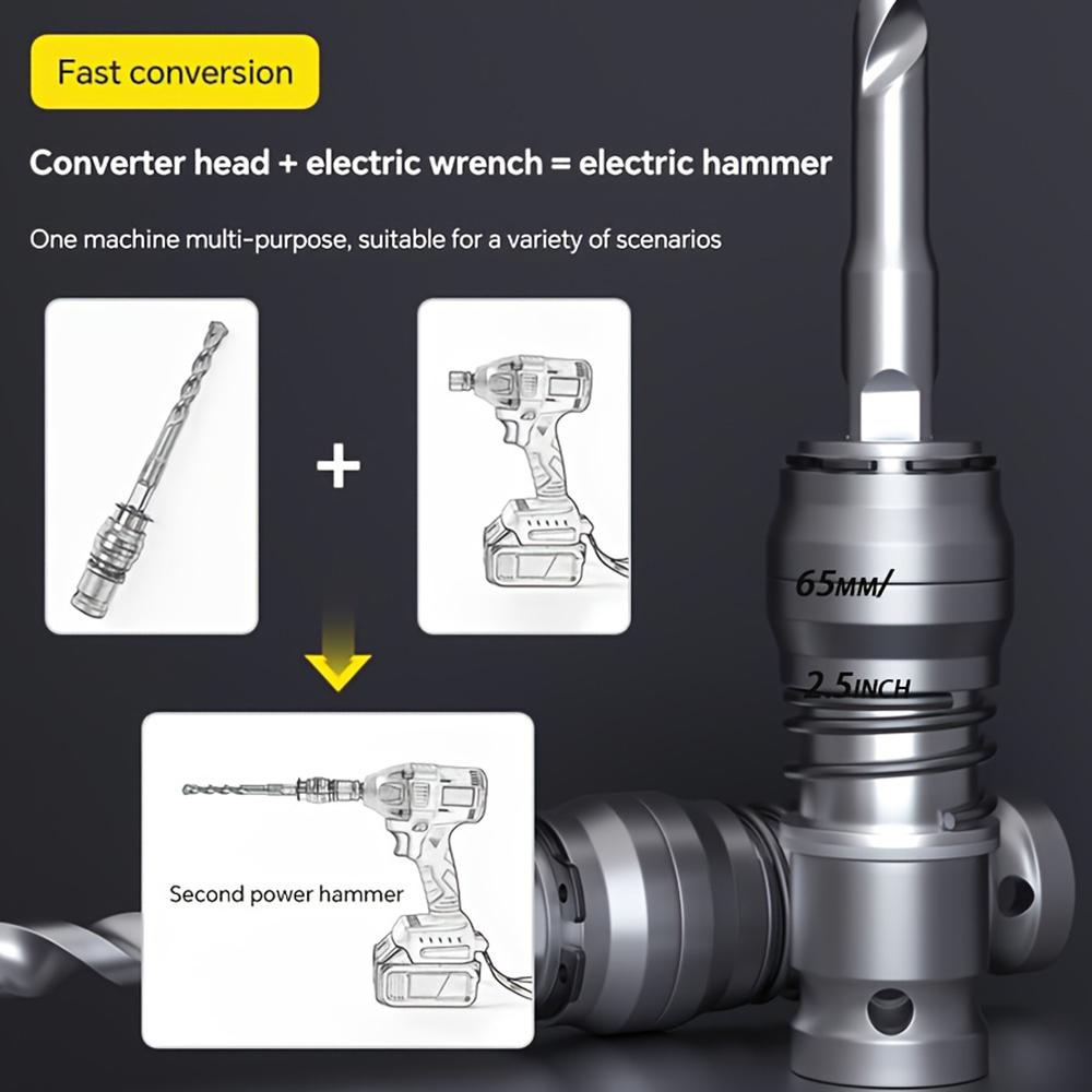 Electric Rechargeable Wrench Lithium Electric Wind Cannon Impact Drill Modified Electric Hammer Conversion Head