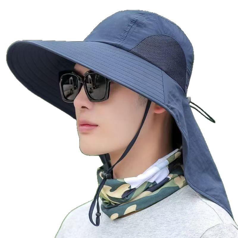 Summer Sunshade Hat For Men With Adjustable Wide Brim And Waterresistant Polyester Fabric