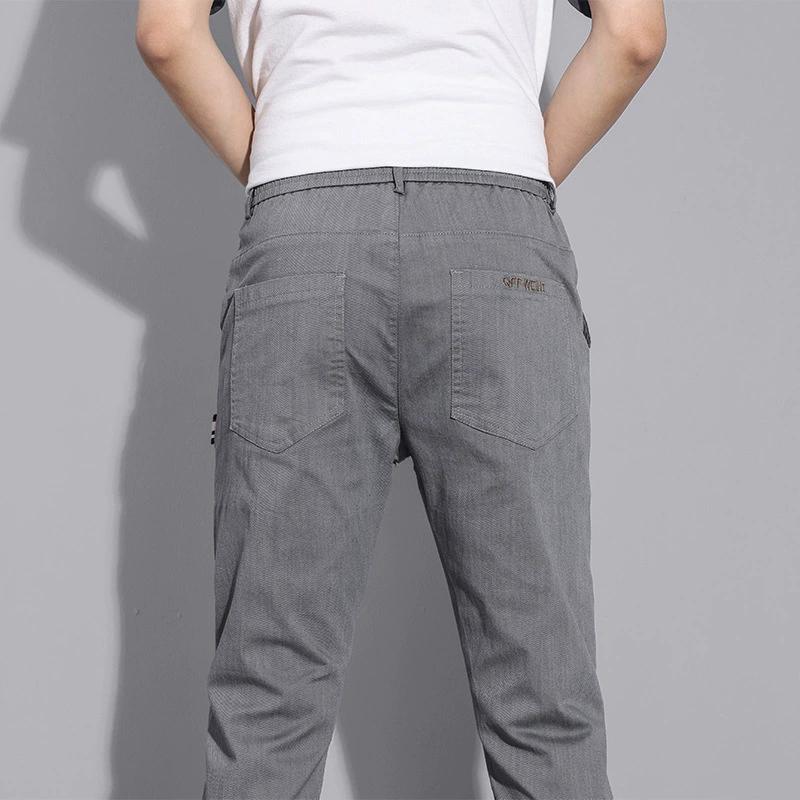 Men's Casual Pants Spring Summer Thin Business Straight Cotton Stretch Classic Work Trousers Korean Clothing