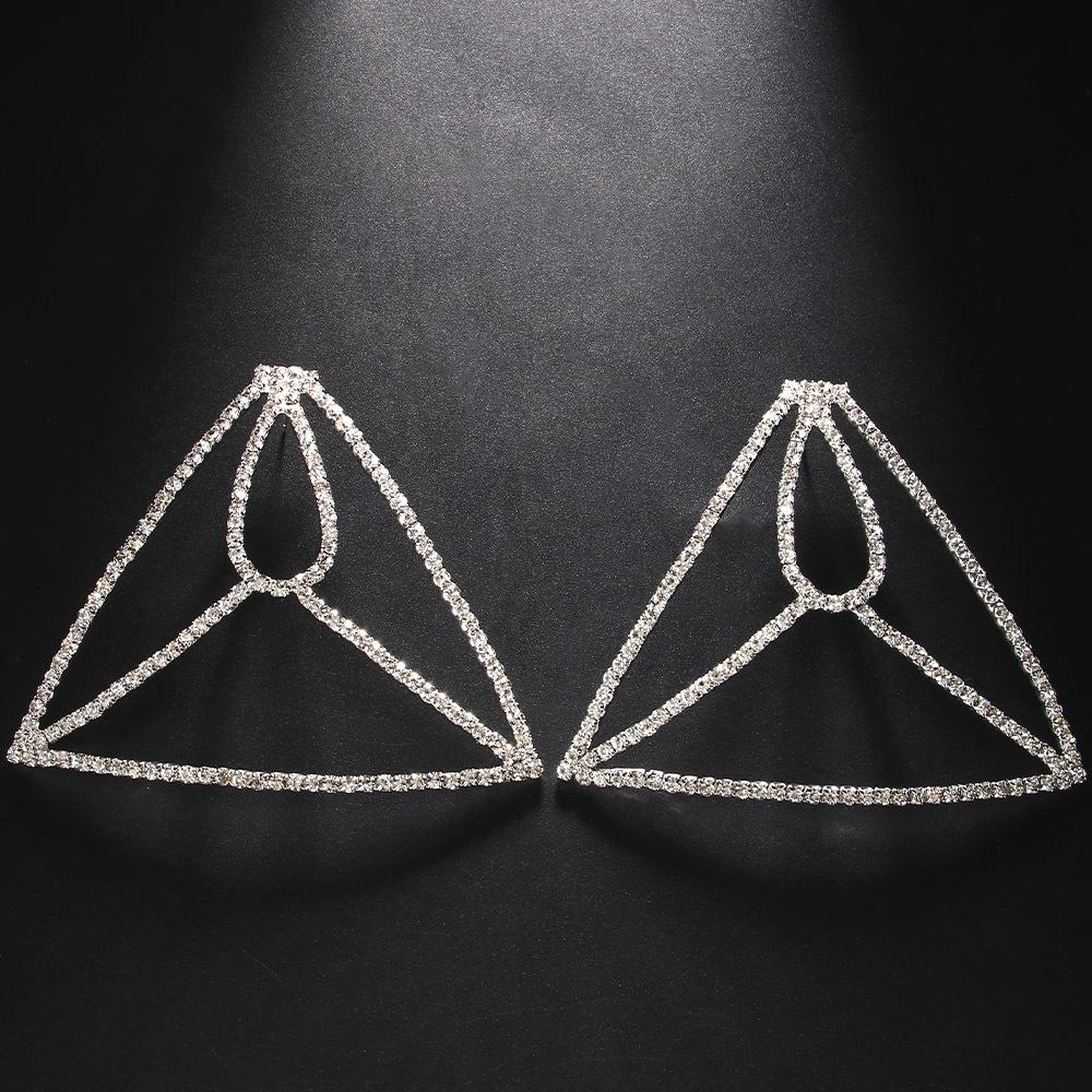 

Персональные креативные треугольные серьги с полыми стразами и геометрическими серьгами серебряный