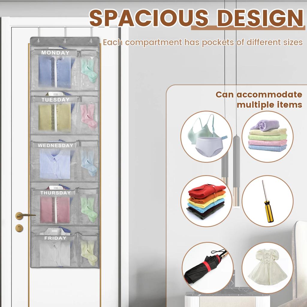 1/2Pcs Wall Hanging Clothes Storage Bags Over The Door Underwear Organizer Weekly Clear Closet Multi-purpose Organiser Hanging