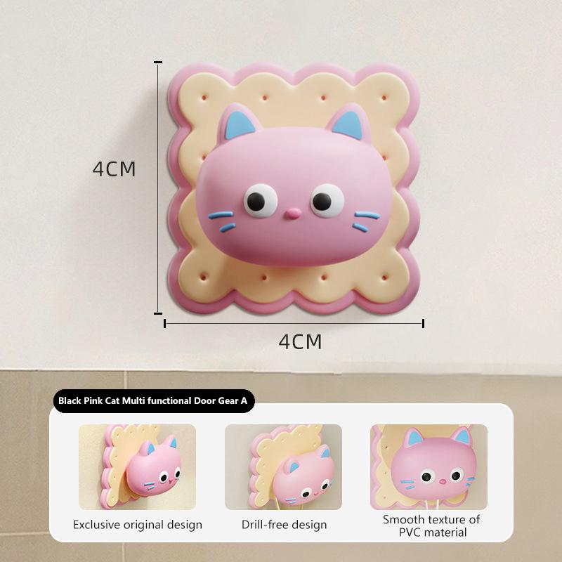 Cute Cat Silicone Door Stopper Door Handle Anti-collision Block Doll Silent Pad Reusable Door Shock Absorber Wall Decorative