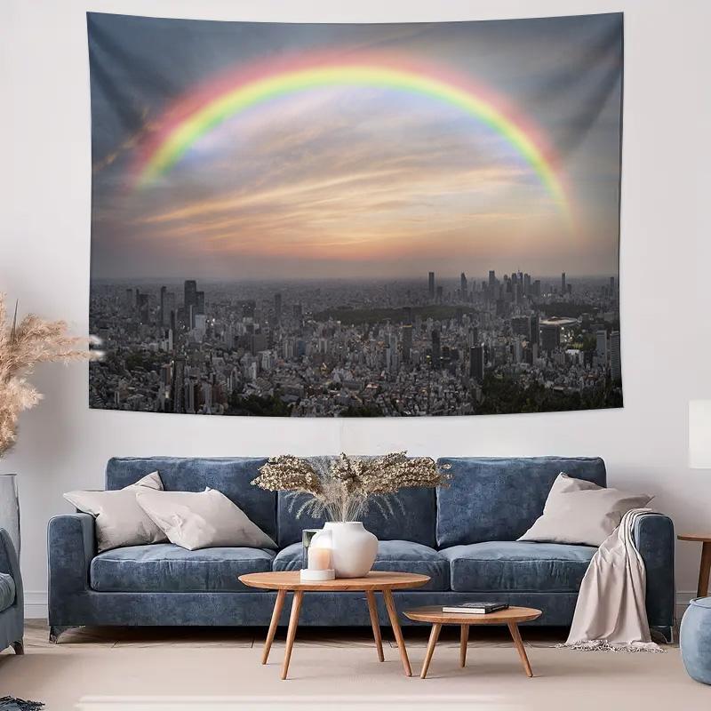 Urban Rainbow Dream Decorative Hanging Cloth for Bedroom Background Wall Tapestry