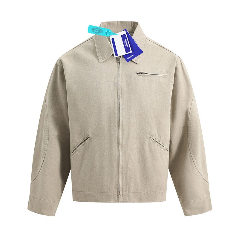 

Wassup American Retro Lapel Washed Distressed Detroit Jacket Men s Autumn and Winter Casual Versatile Heavyweight Jacket Apricot color XL(Recommendation 70-82.5kg)