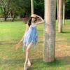 French three-dimensional flower suspender dress women's clothing summer seaside vacation temperament irregular ruffle edge short skirt