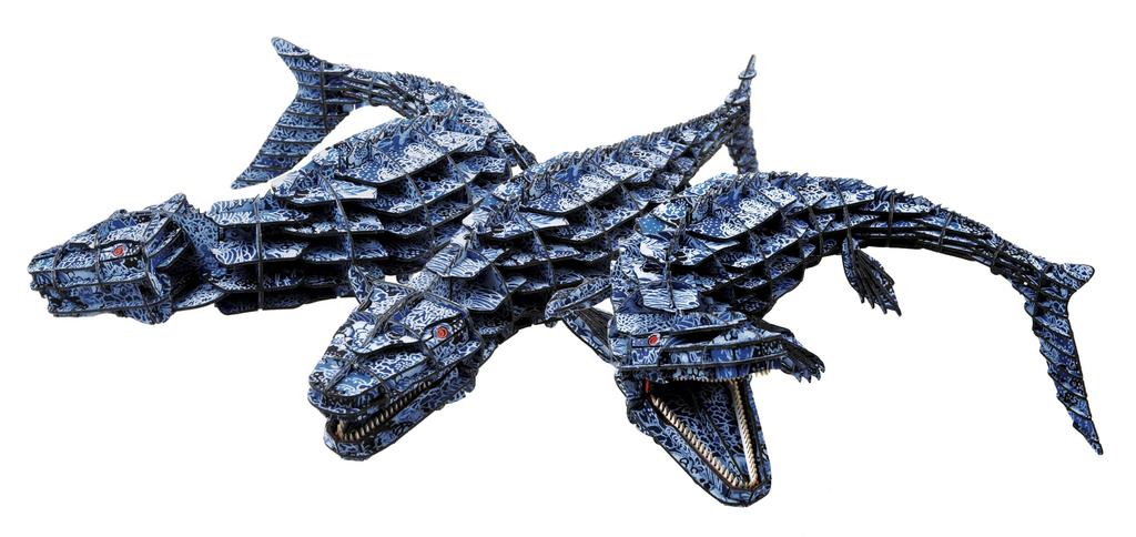 3D Paper Puzzle DX Echizen Washi Indigo Mosasaurus (MOVE) Assembly Puzzle