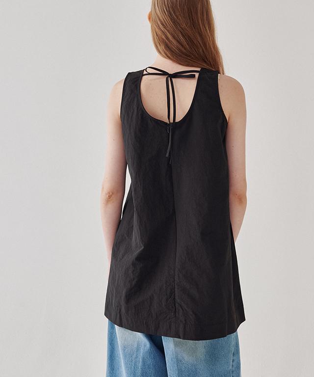 Ronron Back String Point Layerd Mini Dress Black