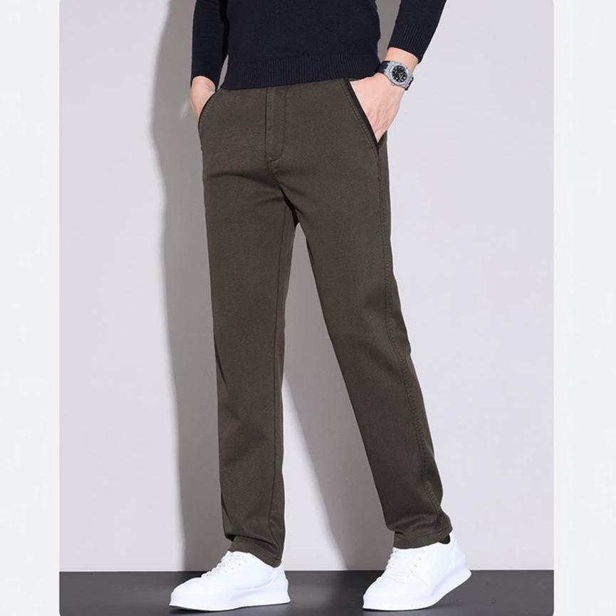 Autumn new four seasons elastic navy blue business slim straight casual pants men's very light pants